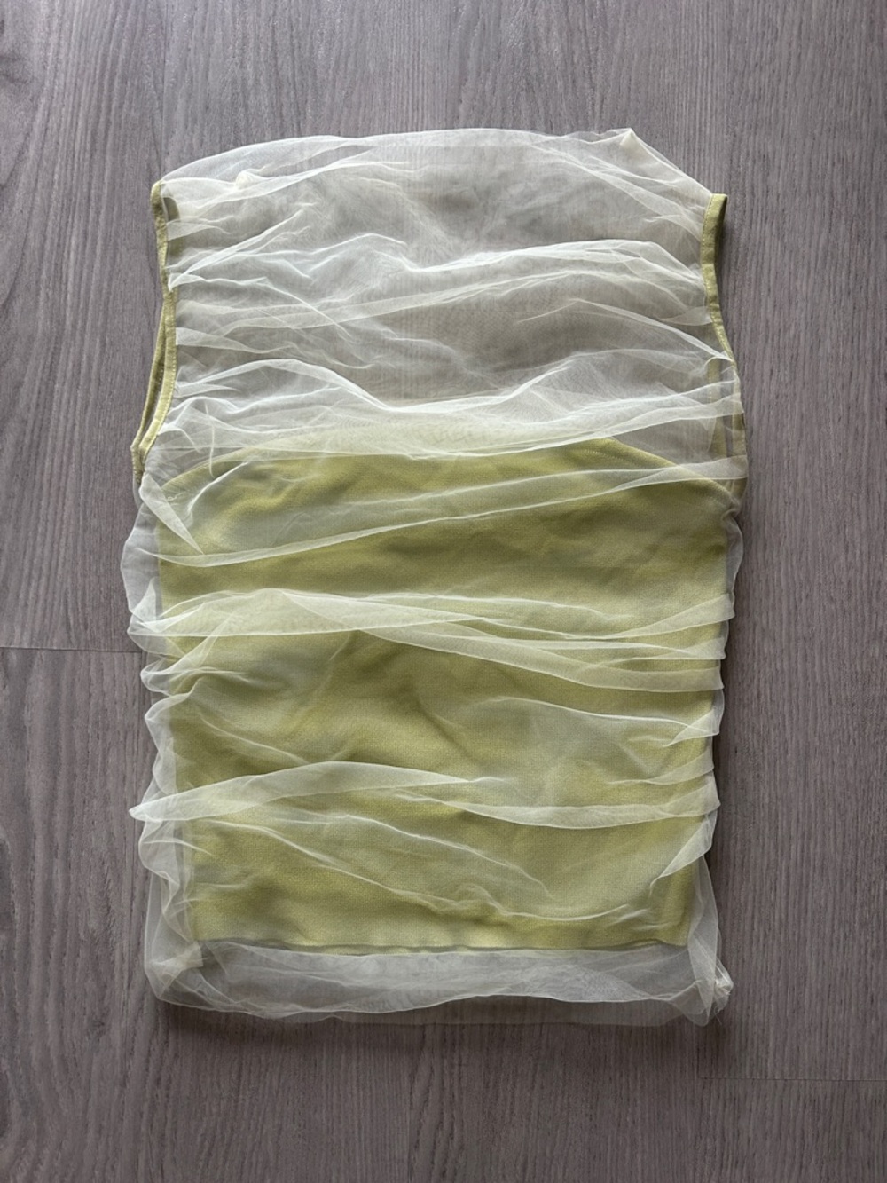 Zara Sheer Layered Lime & White Mesh Tank